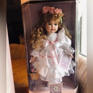 New in box Collectible Memories Hand crafted, porcelain doll. Lisa. Approx 17”